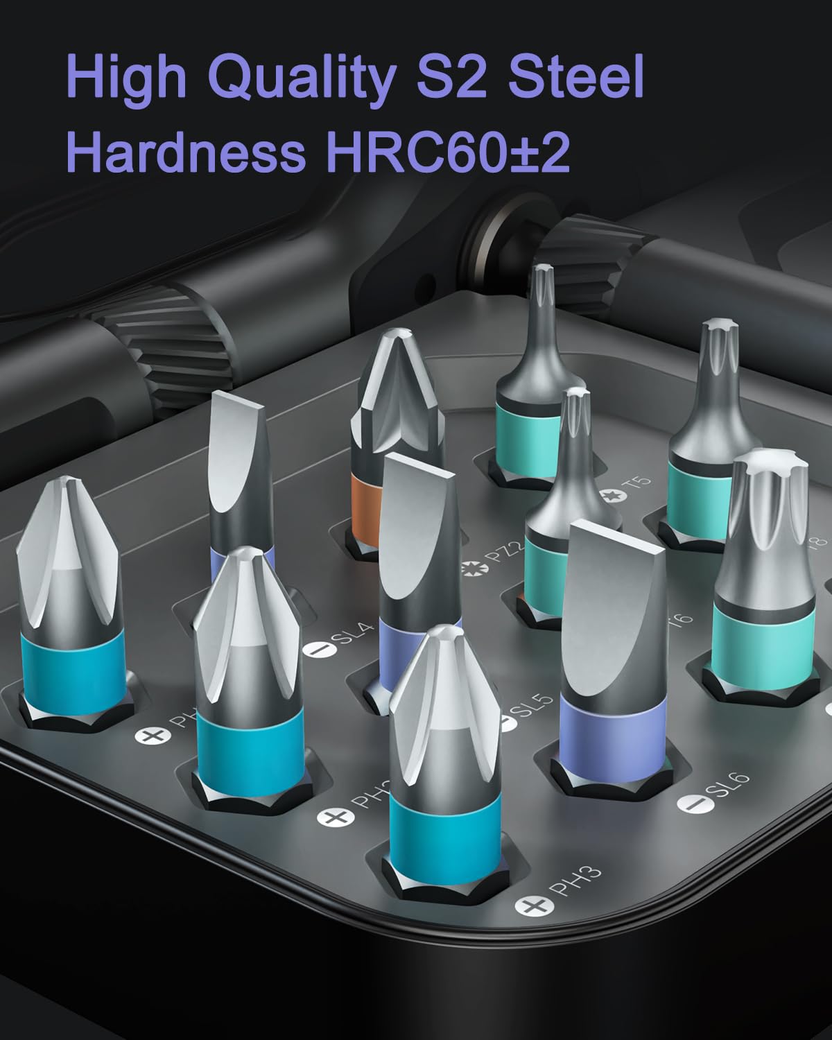 24-in-1 Magnetic Screwdriver Set S2 Steel AtuMan 24-in-1 Ratchet Screwdriver Set - Magnetic S2 Steel Bits With Case For Electronics & DIY Tool Set - View #6