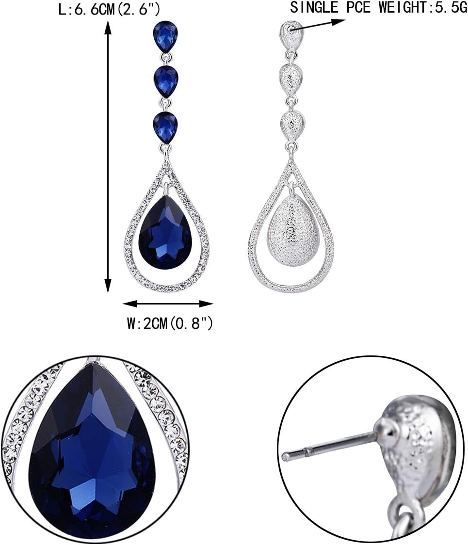 EVER FAITH Austrian Crystal Bridal Hollow-out Teardrop Pierced Dangle Earrings - Image 4