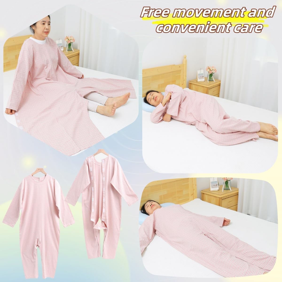 Unisex Anti-Strip Adaptive Jumpsuit with Magic Stickers,One-piece Long-sleeved Trousers,Suitable for Seniors,Alzheimer’s Patients,Incontinence Care,Dementia Patient - Image 4