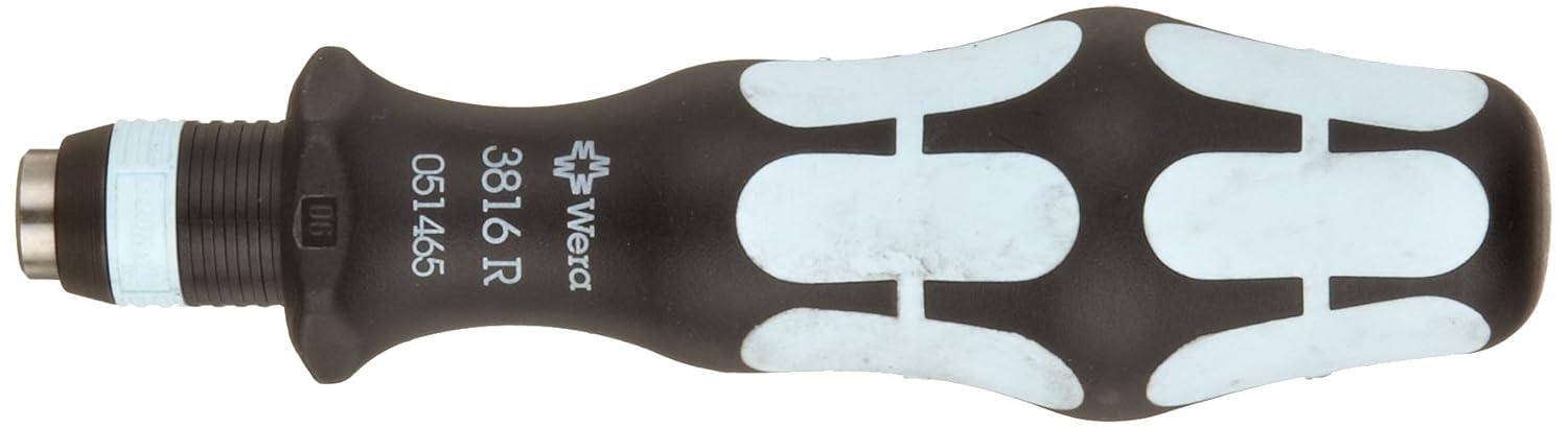 Wera 05051465001 Kraftform 3816 R Stainless Steel Hexagon Bitholding Screwdriver, Rapidator Quick-Release Chuck, 1/4"Head, 119mm Blade Length, Black