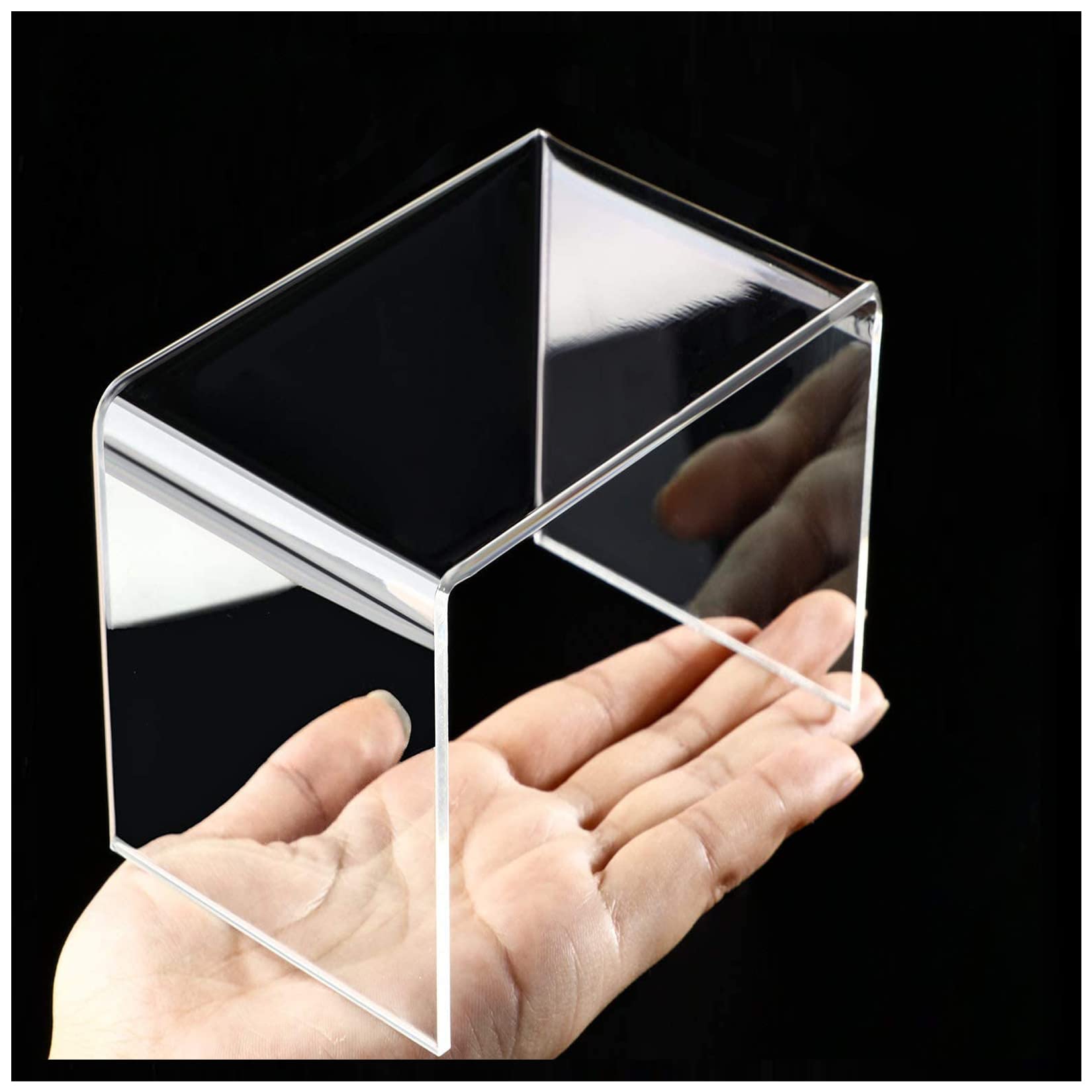 Parikshit sublimation Acrylic Buddha showpiece figure statue idols home decor shelf display risers organizer stand for home living room table showcase transparent holder Pack of 2 (Size: 4X4X4 Inch)