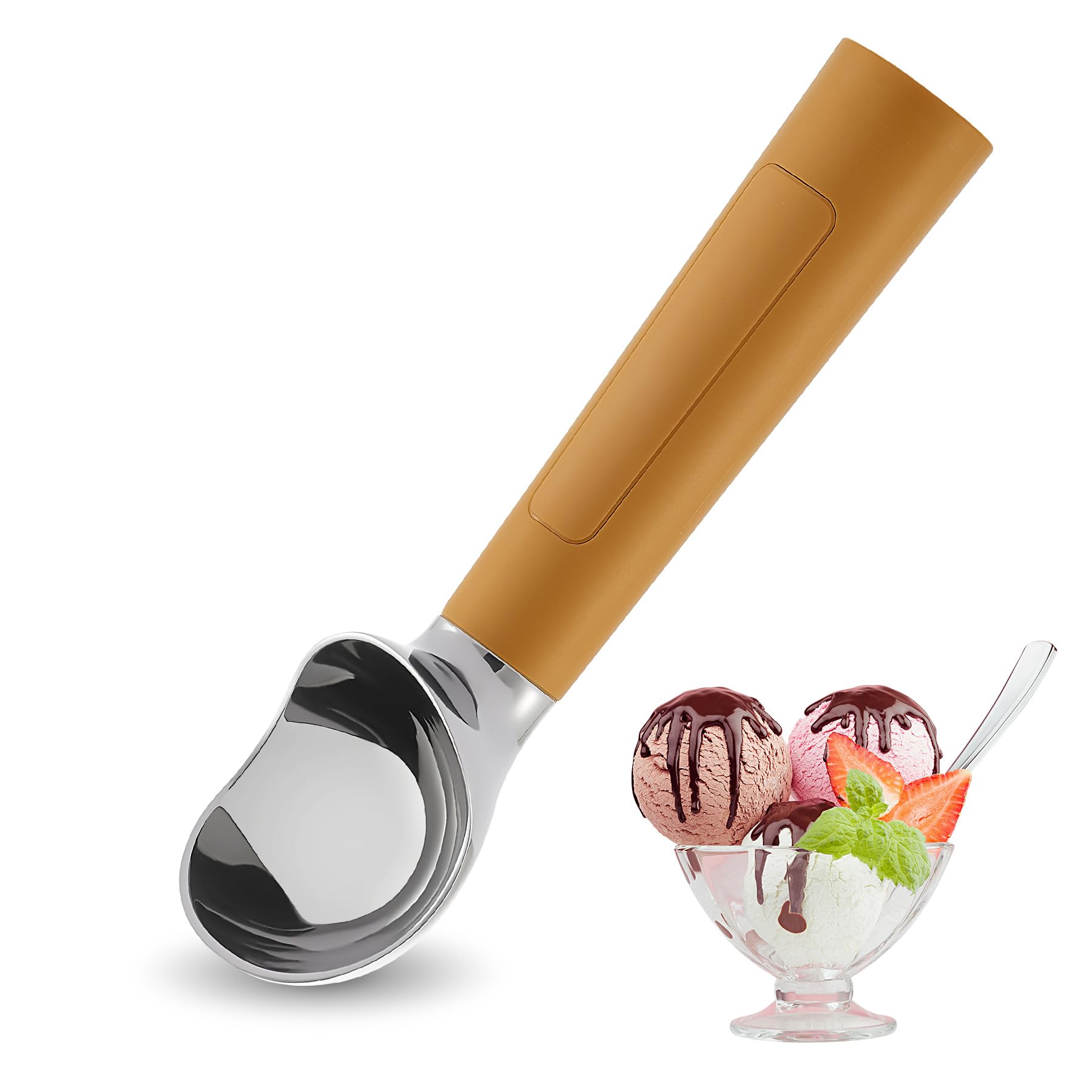 Cuillère à crème glacée chauffante rechargeable, cuillère à glace électrique avec affichage LED, chauffe à 70°C pour glace dure, facile pour les seniors et les enfants, étanche IP67