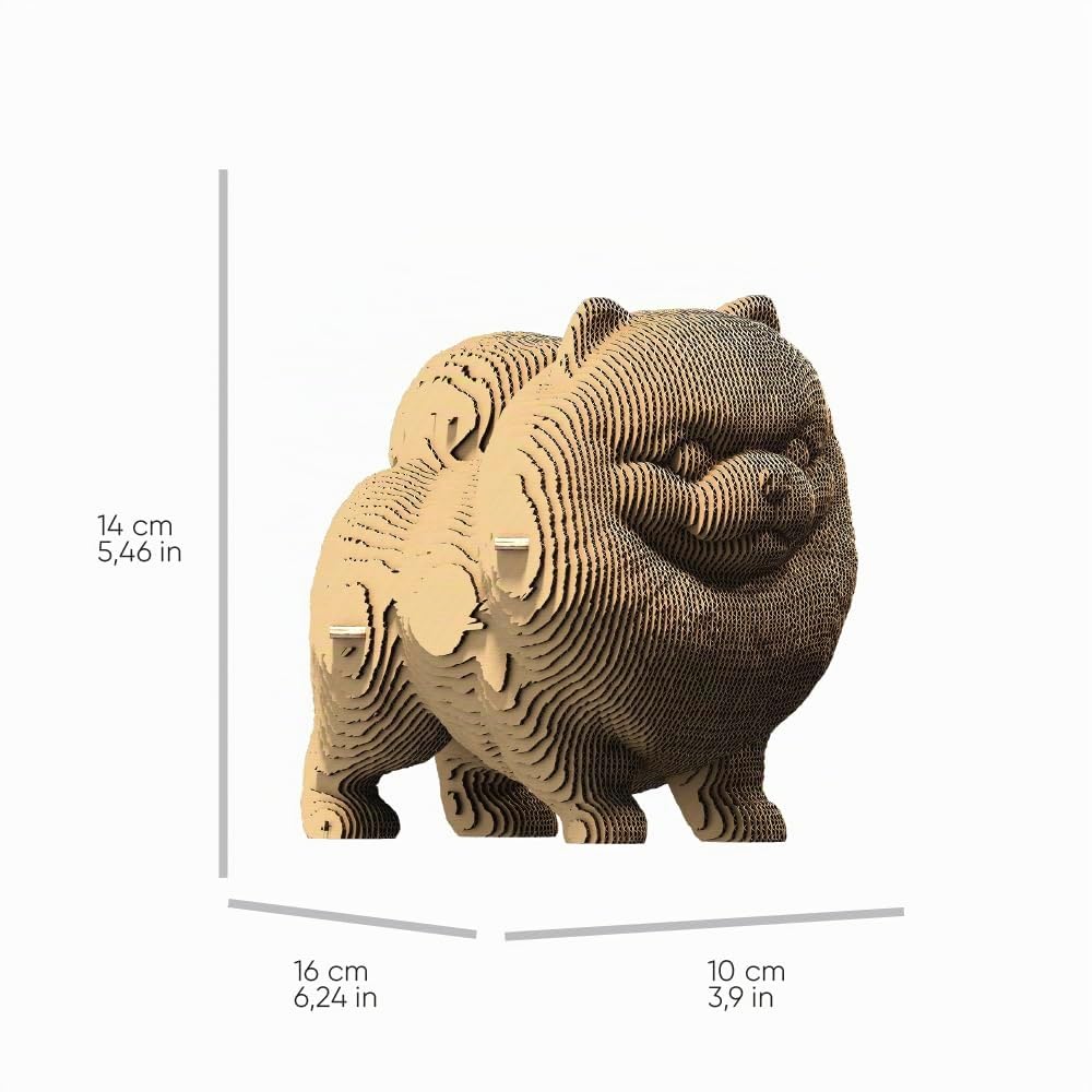 Chien Spitz Nain Puzzle 3D en Carton – Maquette à Monter | 72 Pièces, 16 × 14 × 10 cm – Kit Sculpture DIY à Peindre, Matériaux Recyclés, Ados & Adultes, Idée Cadeau Déco