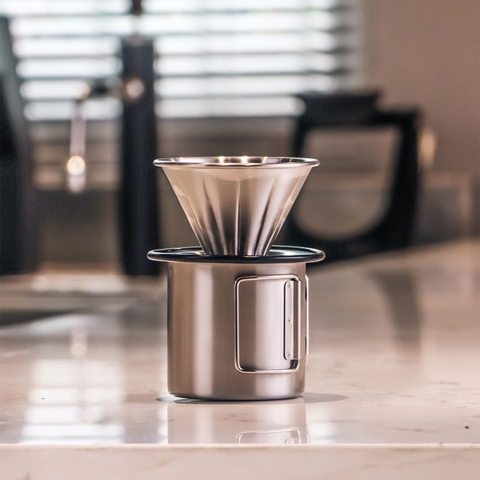 Set di 4 pezzi portatile manuale per la preparazione del caffè in acciaio inossidabile per gli avventurieri attrezzatura zaino in spalla