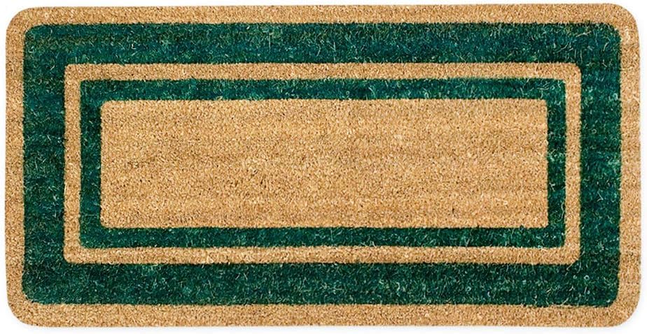 Zerbino Ingresso Esterno Cocco | Zerbino Ingresso Naturale - Resistente - Raschiafango | 40x80cm - Spessore 1,4cm - Retro in Gomma Antiscivolo | Esterno - Interno | Per Uso Quotidiano - Verde