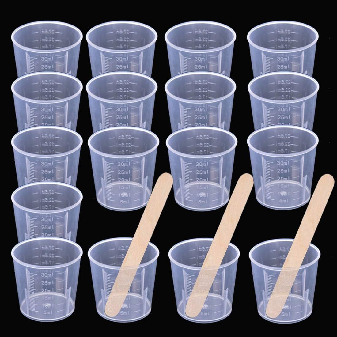 30ml Small Measuring Cup Plastic Mixing Cup With Wooden Stick for