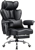 COMHOMA Big & Tall Office Chair: 400lb Heavy Duty Ergonomic Gaming Chair w/ Footrest, 150° Recline, Adjustable Arms