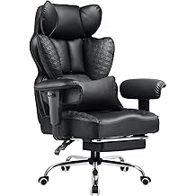 COMHOMA Big and Tall Office Chair 400LBS Wide Ergonomic Gaming Chair with Deluxe Embossing Designed Leather with Foot Rest,150&deg;Reclining Adjustable Armrests Pocket Spring Back Support and Pillow