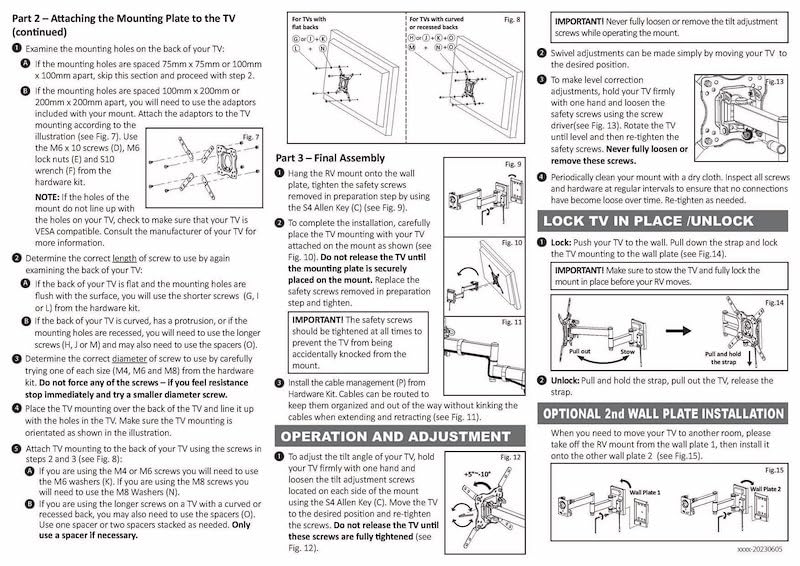 TV Mount Pan/Expand/Tilt Type 360 Degree Rotate Holds Up to 40 Inch TV and Up to 40 Pound Capacity Black with Adapter/Hardware Kit/Installation Manual