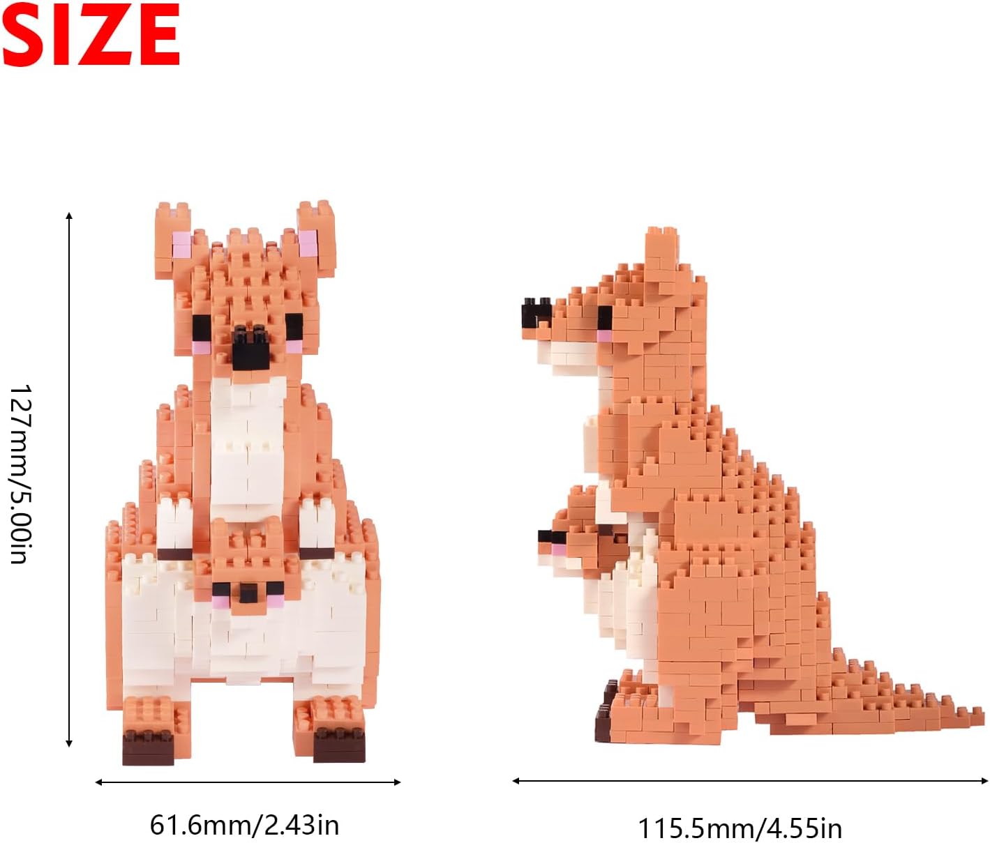Larcele Animal Series Micro Building Blocks Animal Set, DIY Mini 3D Building Toy Bricks,899 Pieces KLJM-07 (Kangaroo)
