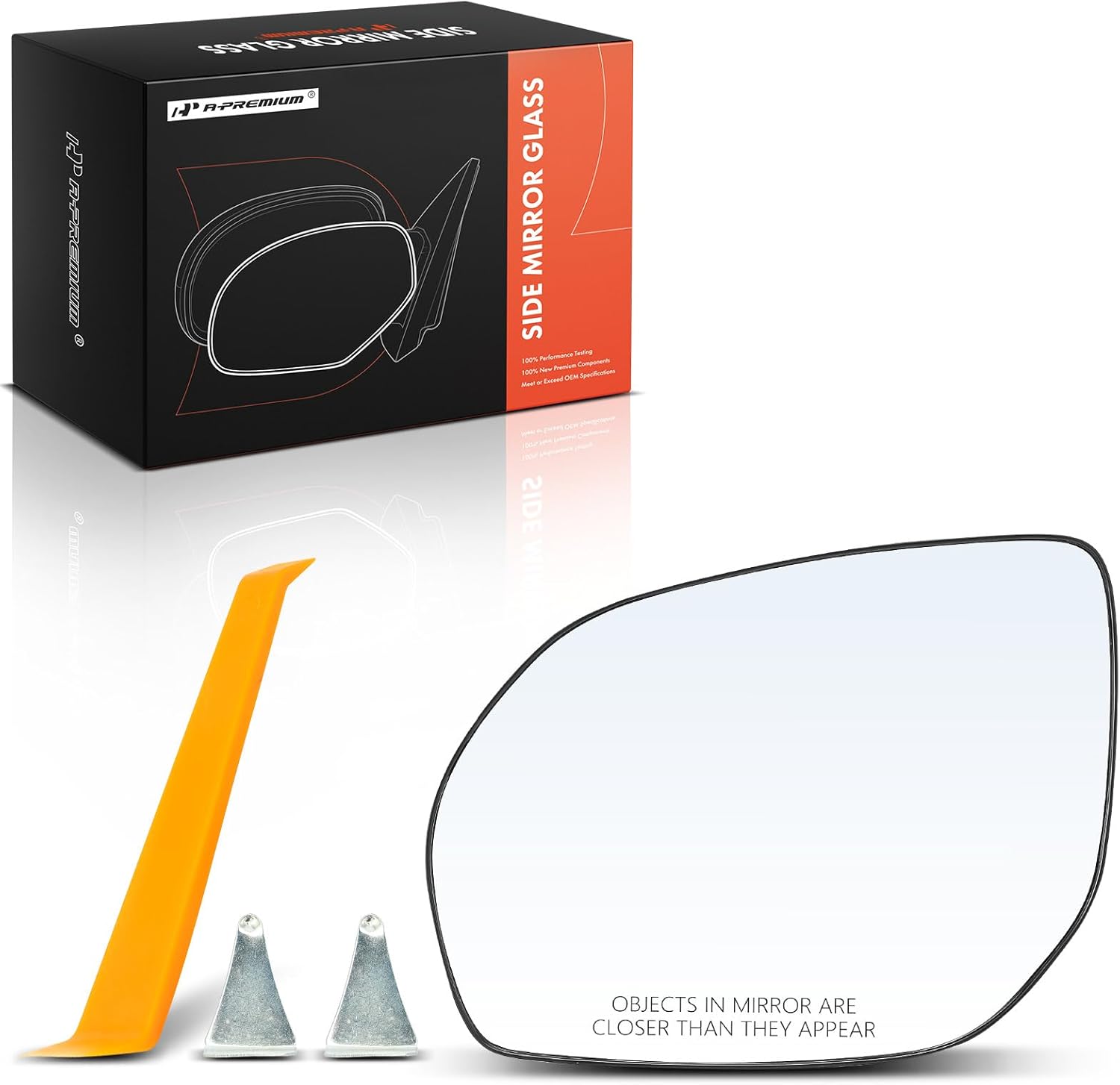A-Premium Left Driver Side Non-Heated Mirror Glass with Backing Plate Compatible with Hyundai Santa Fe 2013-2018 - Exterior Side View Flat Mirror, without Blind Spot Detection, without Heated