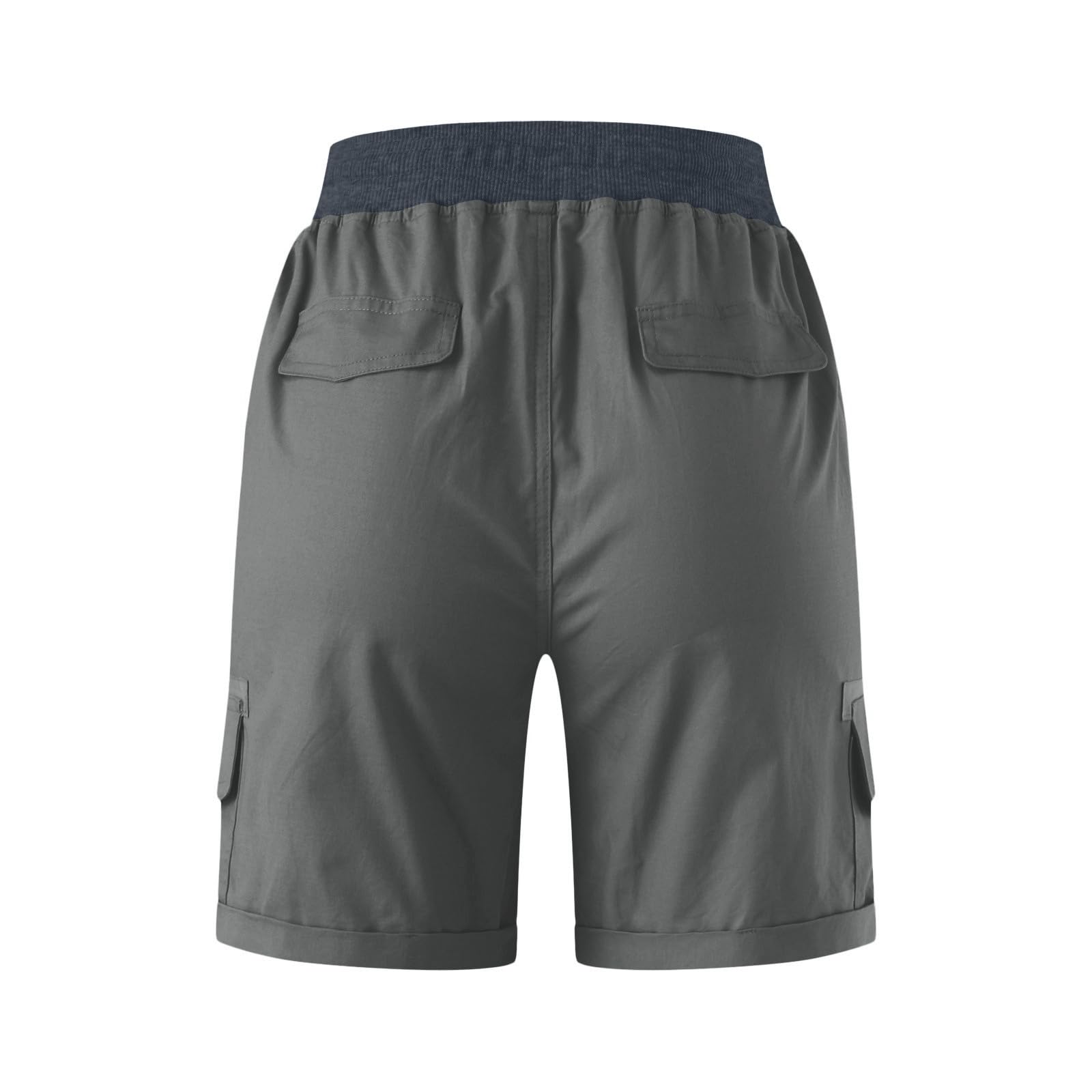 Short Cargo Ample Femme Taille Elastique, Shorts Et Bermudas Décontracté pour Femme Shorts Militaire avec Multi-Poches Pantalon De Loisirs De Travail Randonnée Golf Outdoor Couleur Unie