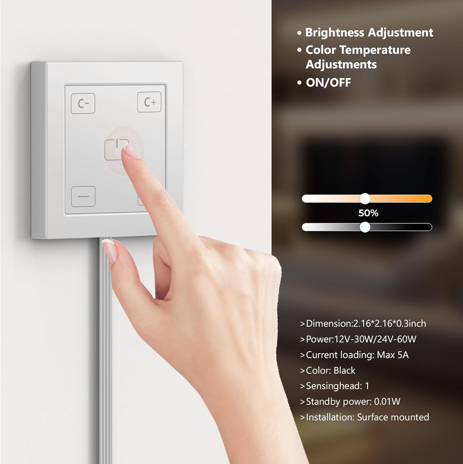 VST Under Cabinet Lighting, Work with Touch Switch – Solderless Linkable Gapless Under Counter Lights for Kitchen Liquor Cabinet Closets (6 Lights Bar Kit)