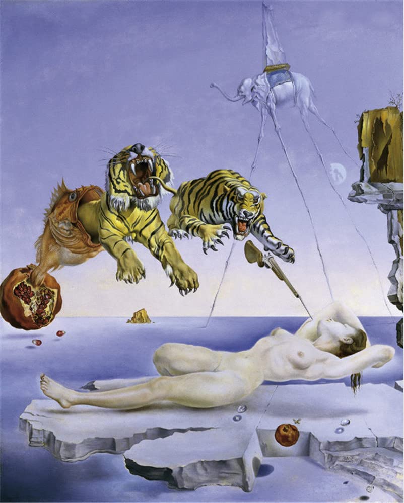 New Paint by Numbers Oil for Adults Children - Salvador Dalí Famous Painting Party with Tiger - DIY Oil Painting by Numbers Kits Decoration Gift