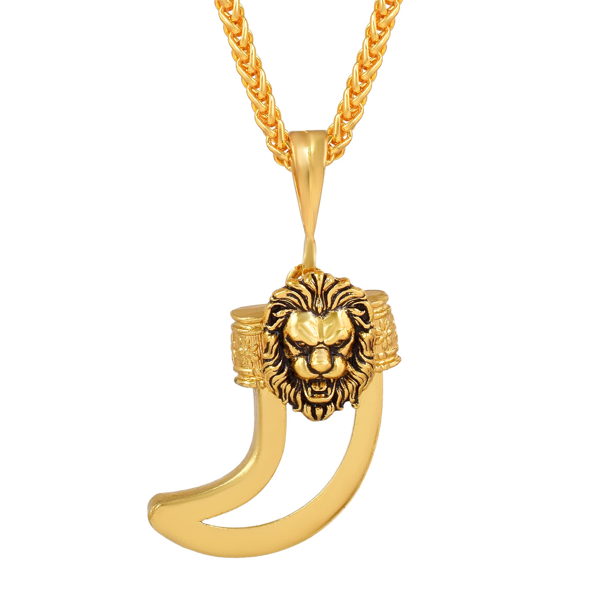 dulci Gold Plated Brass Lion Pattern Pendant Chain Necklace Fashion Jewellery For Men Women Boy & Girls-picture-19