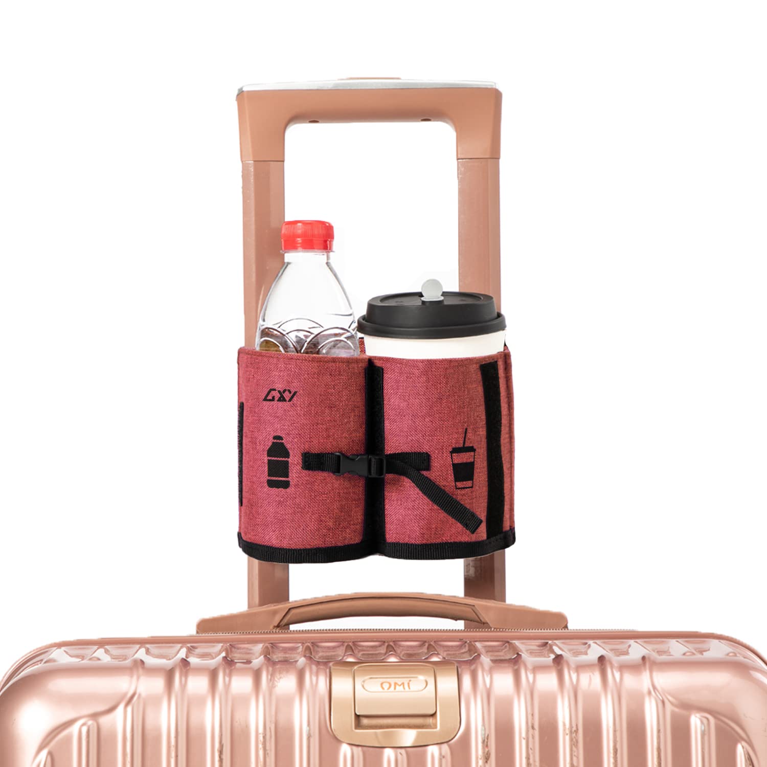 Bagage Reizen Bekerhouder, Draagbare Drink Caddy Bag Hold Twee Koffie Mokken Gratis Uw Hand voor Drinken Past Roll op Alle Koffer Handvatten Traveler Accessoire, ORANJE, One Size