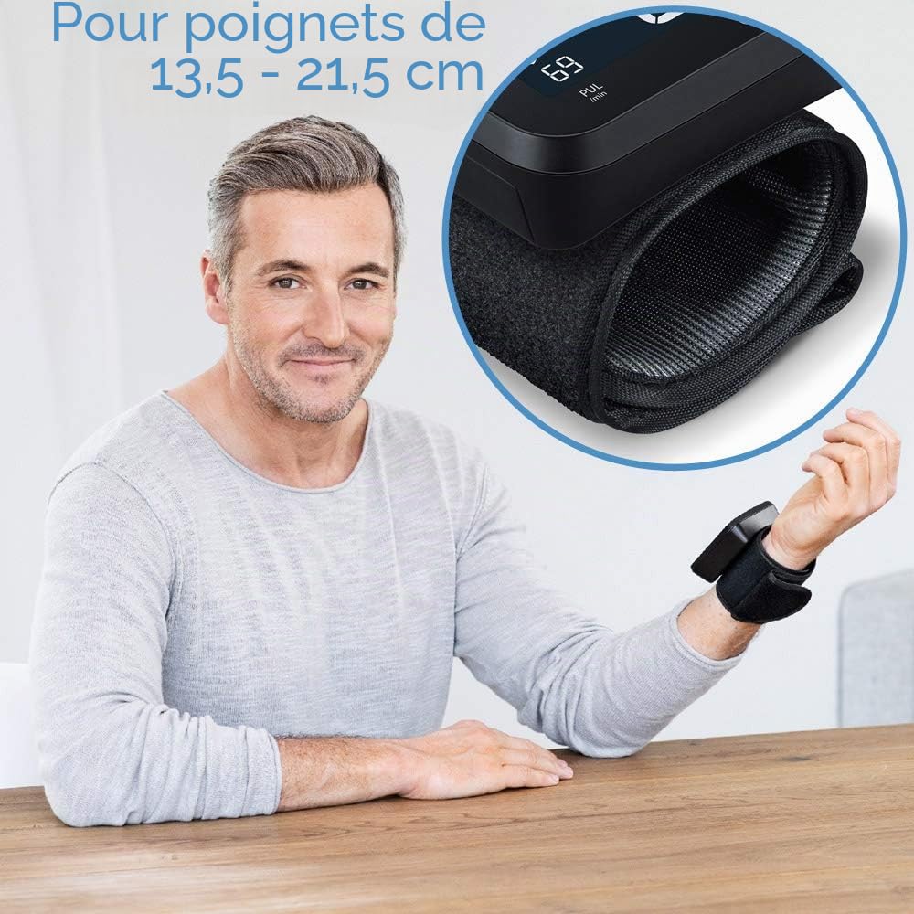 Beurer PO 60 Oxymètre de pouls avec Bluetooth, détermination de la saturation artérielle en oxygène dans le sang & BC 54 Tensiomètre au poignet connecté Bluetooth, technologie par inflation