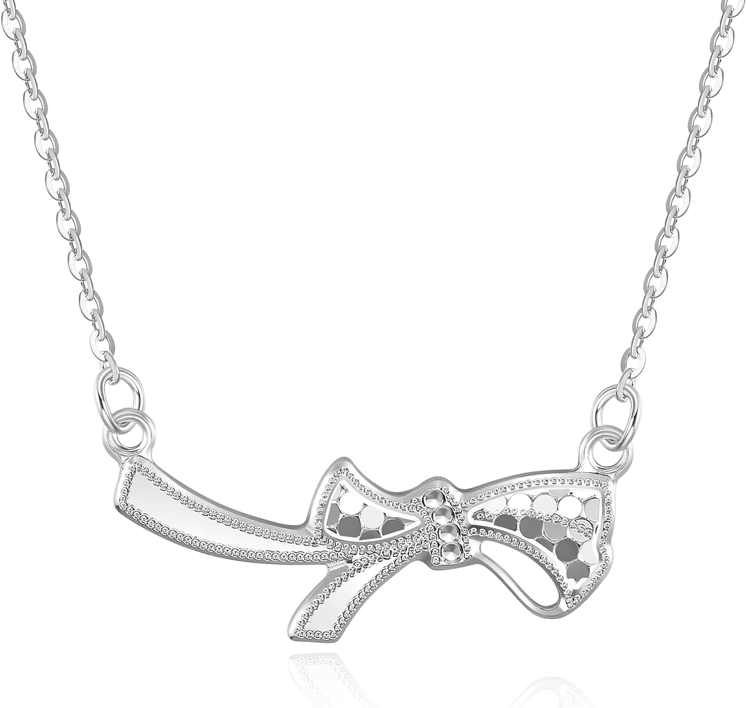 Aoliantty Pendant Necklace,925 Sterling Silver,Bowknot,18 inches