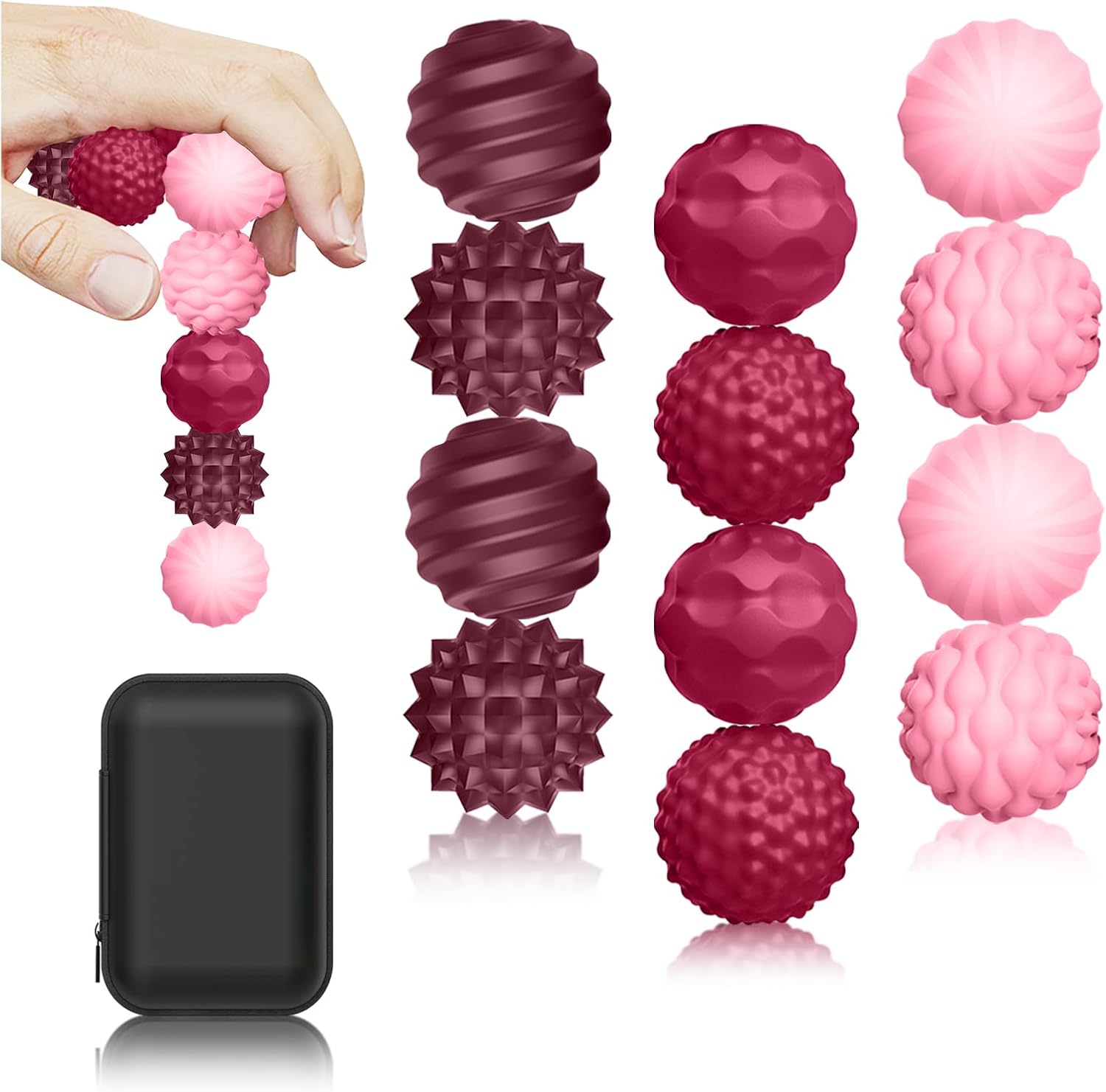 12 Pack Silicone Magnetic Sensory Fidget Balls for Adults and Teens(14+), Silent Office Desk Stress Balls, Fun Textured Design, Suitable for Autism, ADHD, Anxiety (Black & Green)