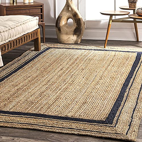 Image of Jute Braided Natural Rug Hand Woven & Reversible for Living Room Kitchen Entryway Rug, Jute Burlap Braided Rug, Farmhouse Rag Rug, Rustic Rug (5x8 feet Rug /Carpet), multe