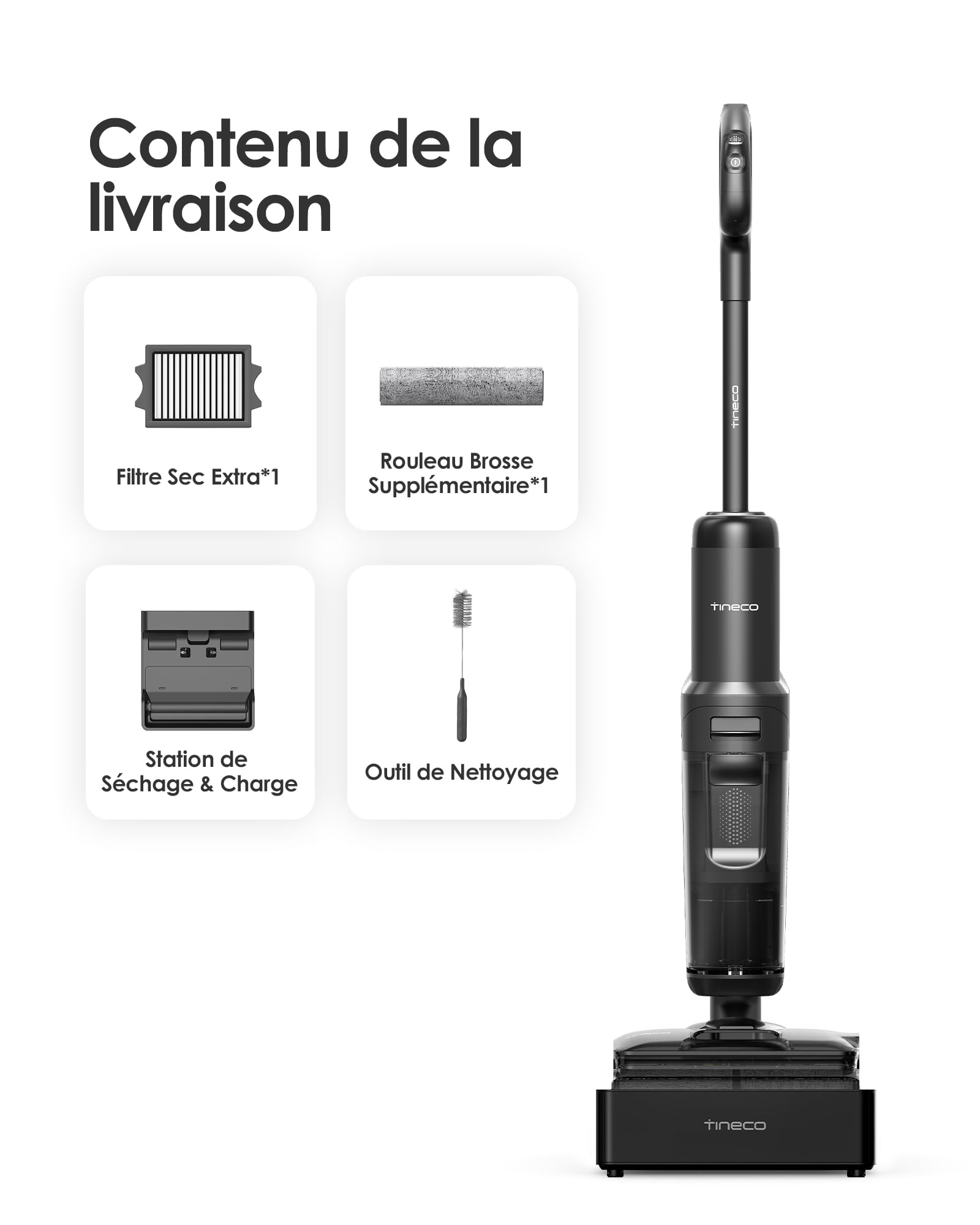 Tineco Floor One S7 Stretch Steam Nettoyeur Vapeur, Aspirateur Balai Vapeur sans Fil 2 en 1, 160℃ HyperSteam, 180° Pose à Plat, Auto-Nettoyage FlashDry, 80 Min d'autonomie, Anti-Tangle-Design
