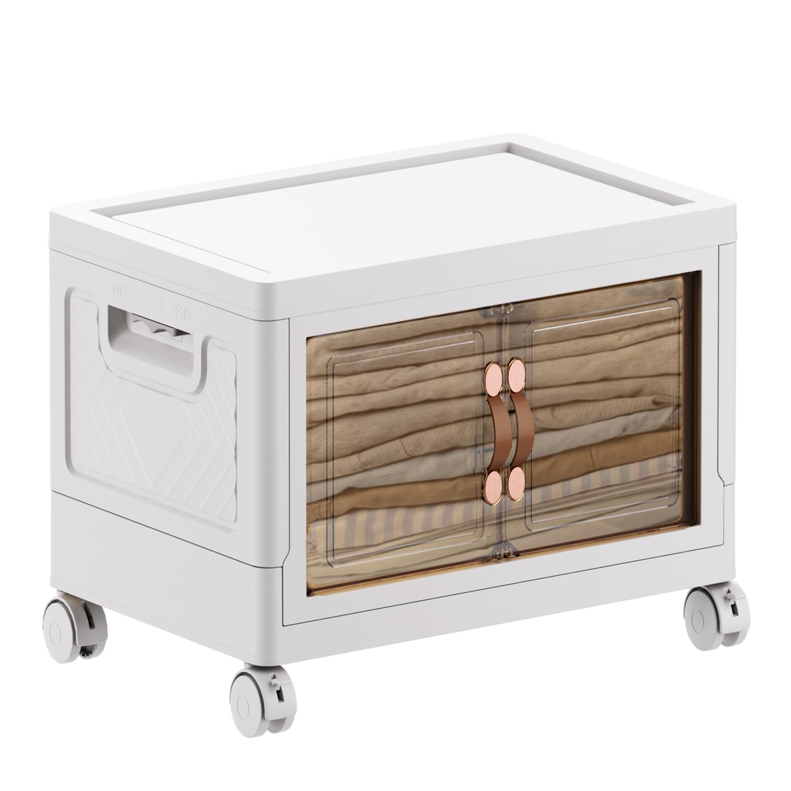 MPENGOZ Foldable Storage Container with Lid and Wheels Stackable for Home 1 Piece Ideal for Toys Clothes and Household Items