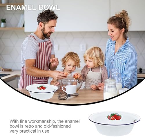 Miniatura 8 de Cabilock Cuencos para mezclar ensaladas, cuenco de mezcla vintage, cuenco para sopa profunda, cuenco de fideos esmaltado, servidor de sopa para el