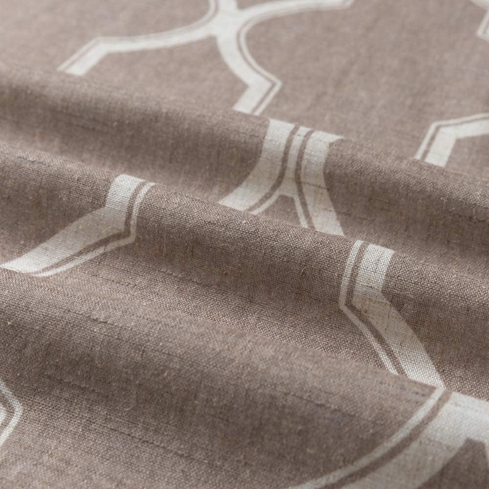 jinchan Curtains Taupe Linen Living Room Drapes Light Filtering Moroccan Tile Print Window Treatment for Bedroom Curtain Flax Textured Geometry Lattice Grommet Dining Room 84 Inch Length 2 Panels