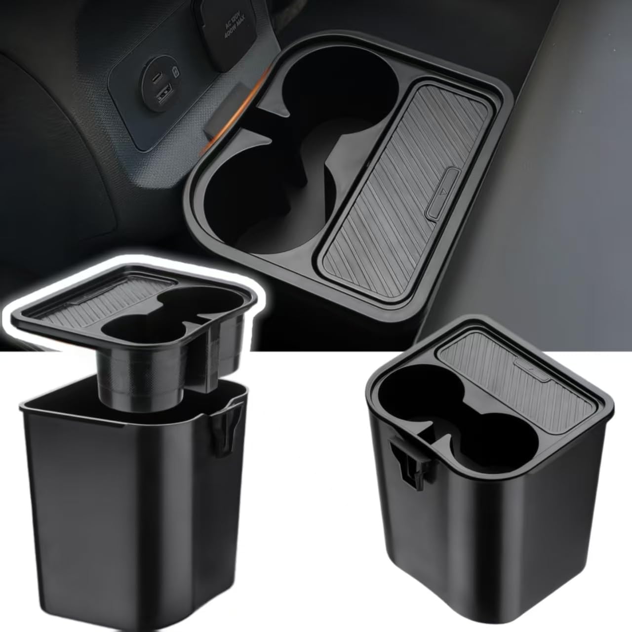 Cup Holder Trash Can for Ford Maverick Accessories - 2022-2025 Multi-Function Garbage Cans with Extra Rear Storage Box & Easy Removal, Perfect Accessories for a Maverick!