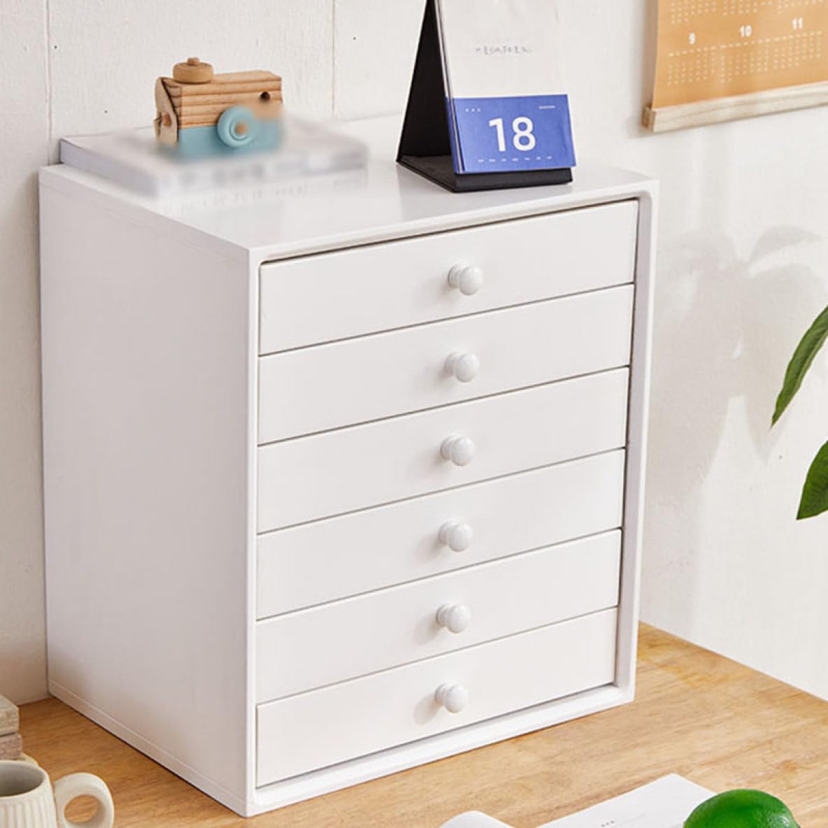 Amazon.co.jp: MJKQ9 6段 卓上収納ケース 木製 引き出し アンティーク