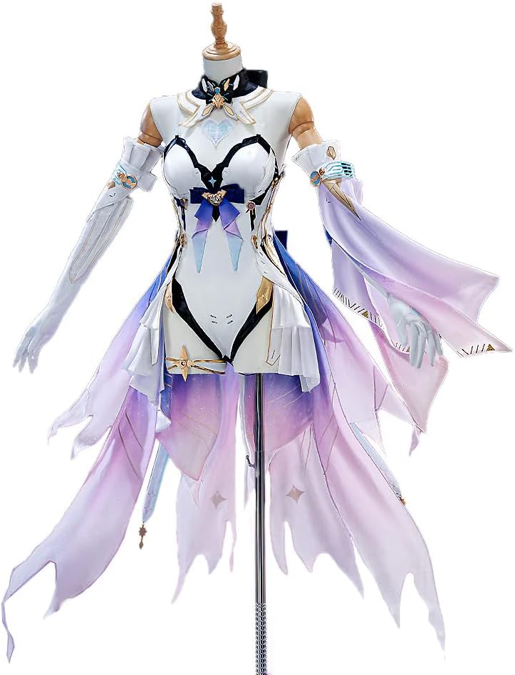 Aemeath Cosplay Wuthering Waves Costumes White Dress with Flounces Women Cosplay Outfit Full Set for Halloween Party
