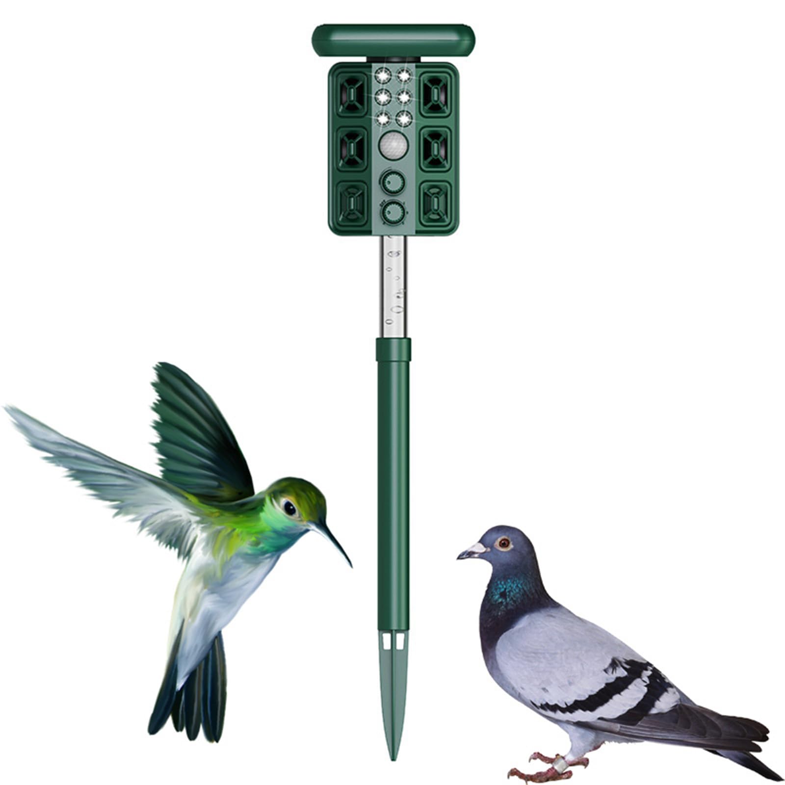 Répulsif pour animaux avec charge solaire, capteur de lumière rouge, lampe torche LED, 4 niveaux réglables, portée de 8 à 12 mètres pour éloigner les vergers, les cours, les villas, les fermes