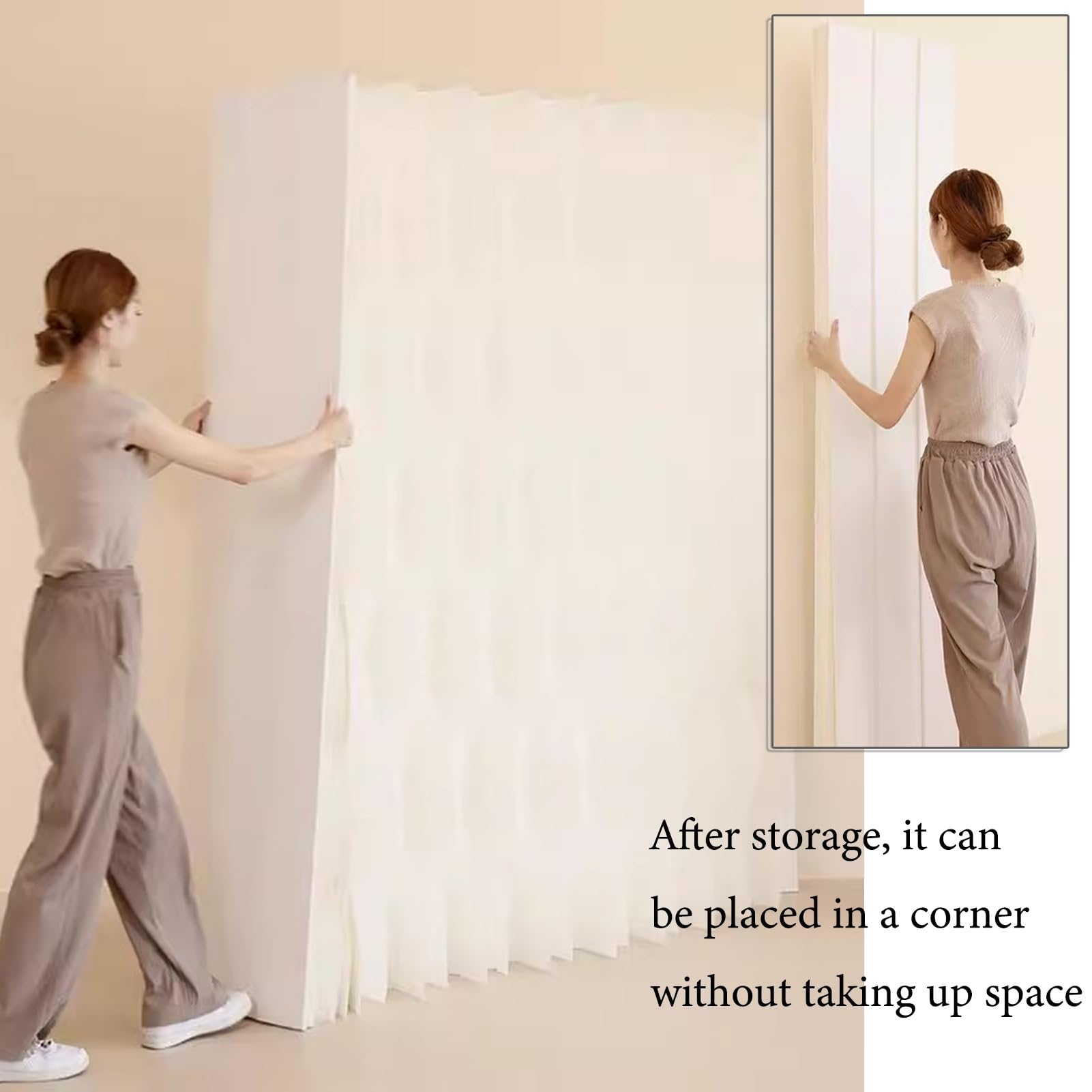 Biombo Divisor de Habitación Retractable Room Divider Paper, Office Living Room Privacy Partition Wall, Wedding Home Decoration Screen(4x2.4m/13.1x7.8FT)