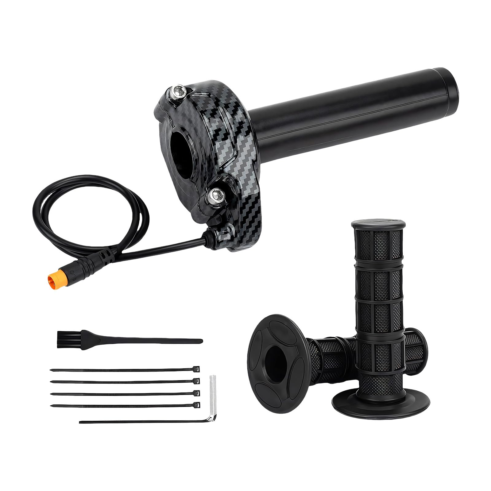 Generisch Commande de poignée rotative en ABS pour le remplacement du guidon de vélo électrique, ensemble de levier d'accélérateur de 22 mm avec spécification 12 V-72 V et jeu de câbles de