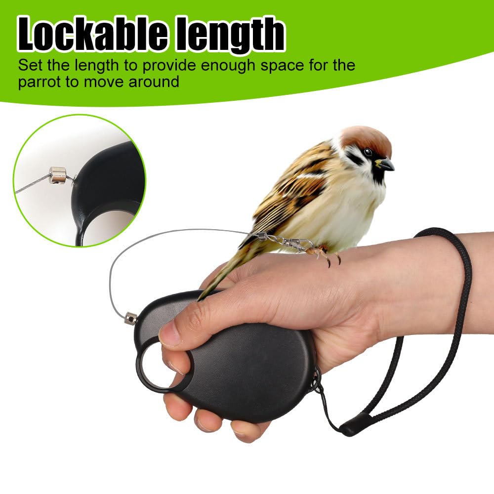DONGKER Allungabile Guinzaglio per Uccelli, Imbracatura Retrattile per Uccelli da 20 Piedi, Corda Volante per Pappagallo per Calopsitte, Parrocchetti Ondulati, Longicauda, Addestramento al Volo