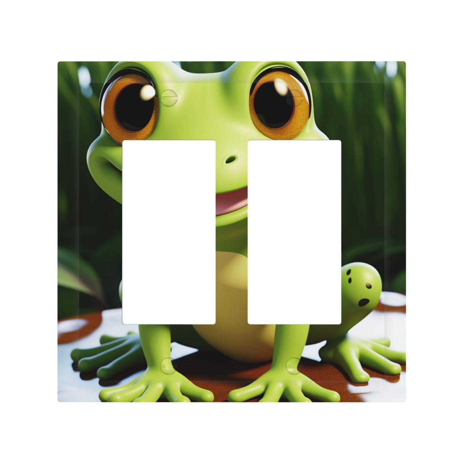 Kloph Style H Decorator Double Toggle Light Switch Covers Cute Frog Wall Plate 2-Gang Mid Size 5" X 4.9" Double Toggle Switch Wallplate Decorative 2 Gang Wall Switch Plate Covers
