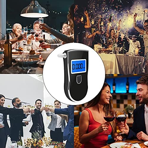 Flyhood Alcohol Breathalyser, Portable Digital Alcohol Tester with 16 Mouthpieces Semiconductor Sensor, Alcohol Detector with LCD Display