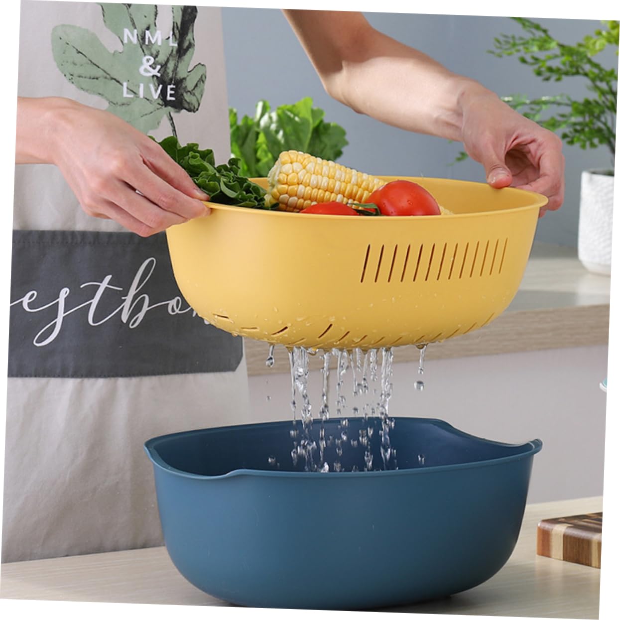 Ciieeo Cestino Scolapasta Clip a Doppio Strato in Pp, per Frutta e Verdura, Drenaggio Rapido e Design Salvaspazio per Cucina e Casa