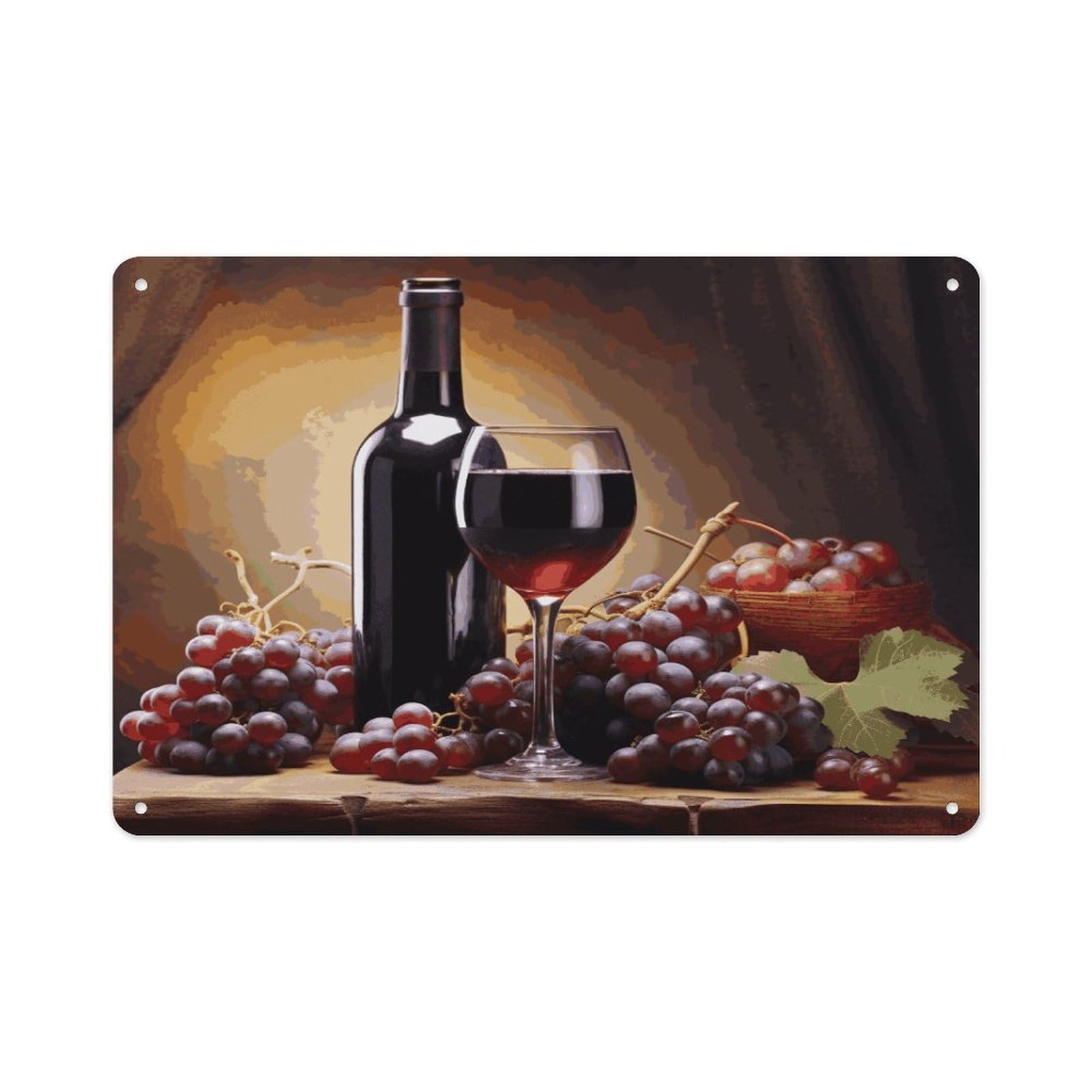 Fekiloot Style Grape Wine Wall Decor-Aluminum Painting,Tin Sign For Vintage Decoration,Wall Sign For Bathroom Living Room Kitchen Home Farm Farmhouse 11.8 * 7.9 Inch