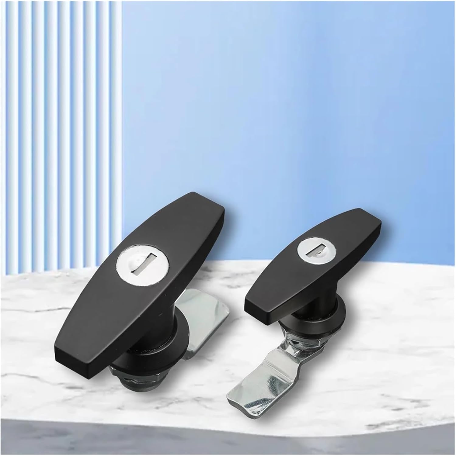 Universal RV T-Handle Door Lock with 2 Key Trailer Toolbox Drawer Cabinet Door Lock Camper Topper Lock RV Truck Door(Black)