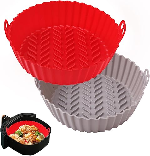 Miniatura 1 de Paquete de 2 forros de silicona para freidora de aire para 3 a 5 cuartos de galón, tazón de cesta de silicona para freidora de aire, reemplazo de