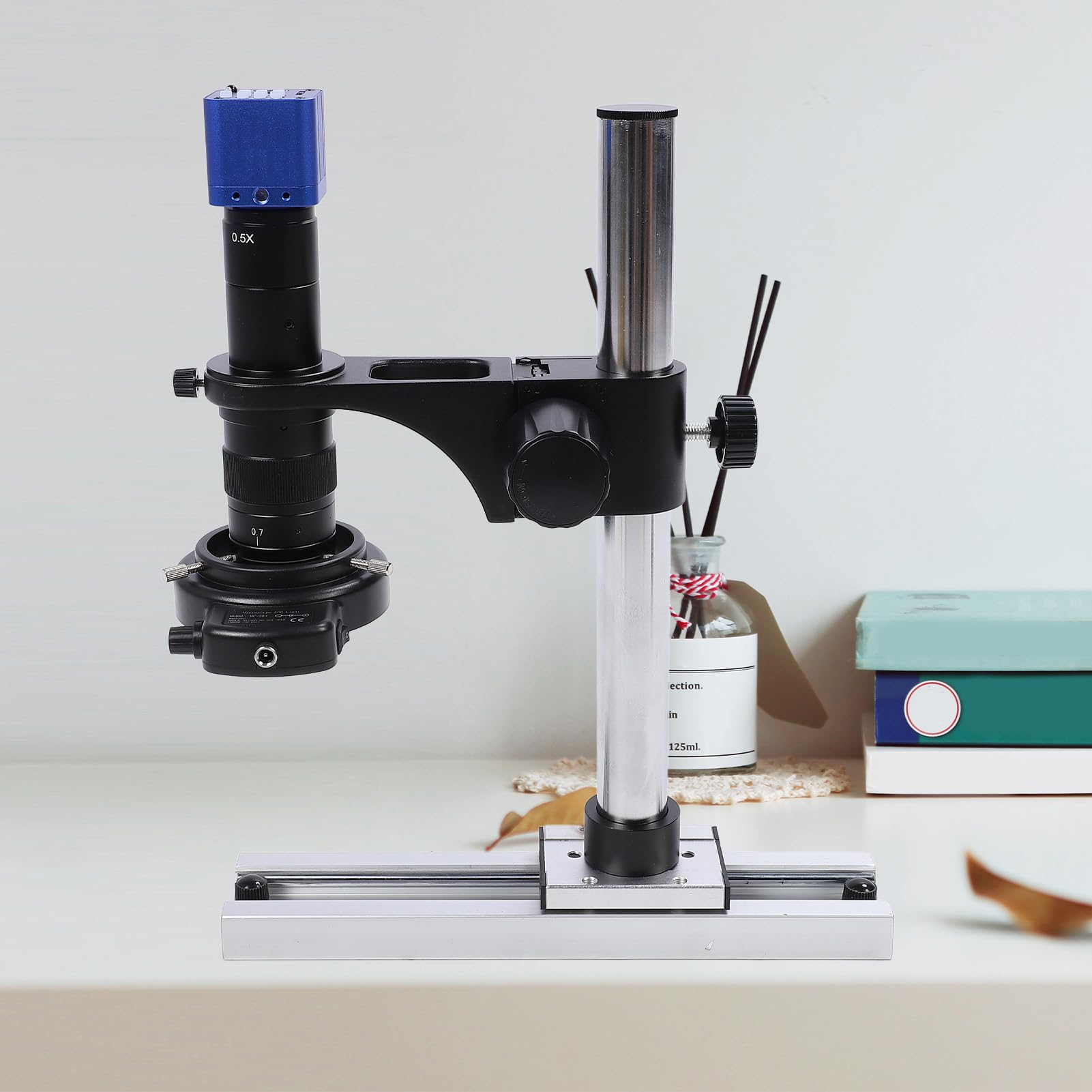 ViaGasaFamido Cámara de Microscopio Digital, Sensor de Vídeo CMOS de 24MP HD 1080P para Telescopio de Microscopio de Inspección de Visión Industrial (Enchufe de la UE)