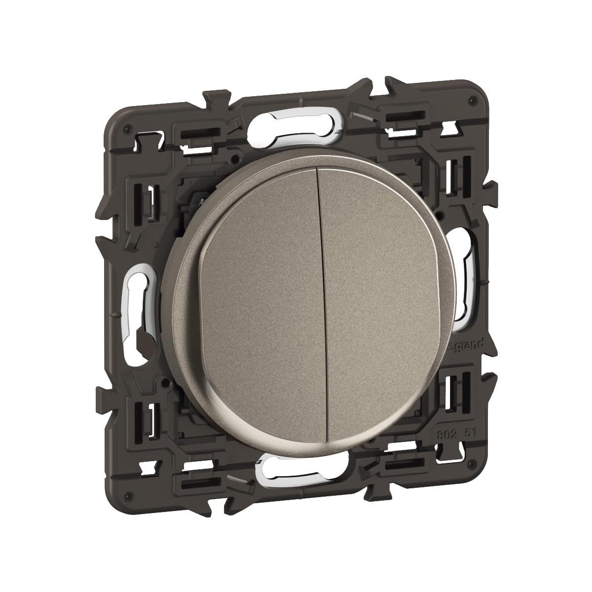 LEGRAND - Interrupteur/Va-et-vient double Céliane lumineux 10A - Design moderne - A équiper d'une plaque - Titanium