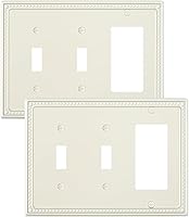 Vista 41 de Paquete de 2 cubiertas de placa de interruptor de luz de doble palanca, cubiertas decorativas de placa de doble interruptor Pearls, placa de pared