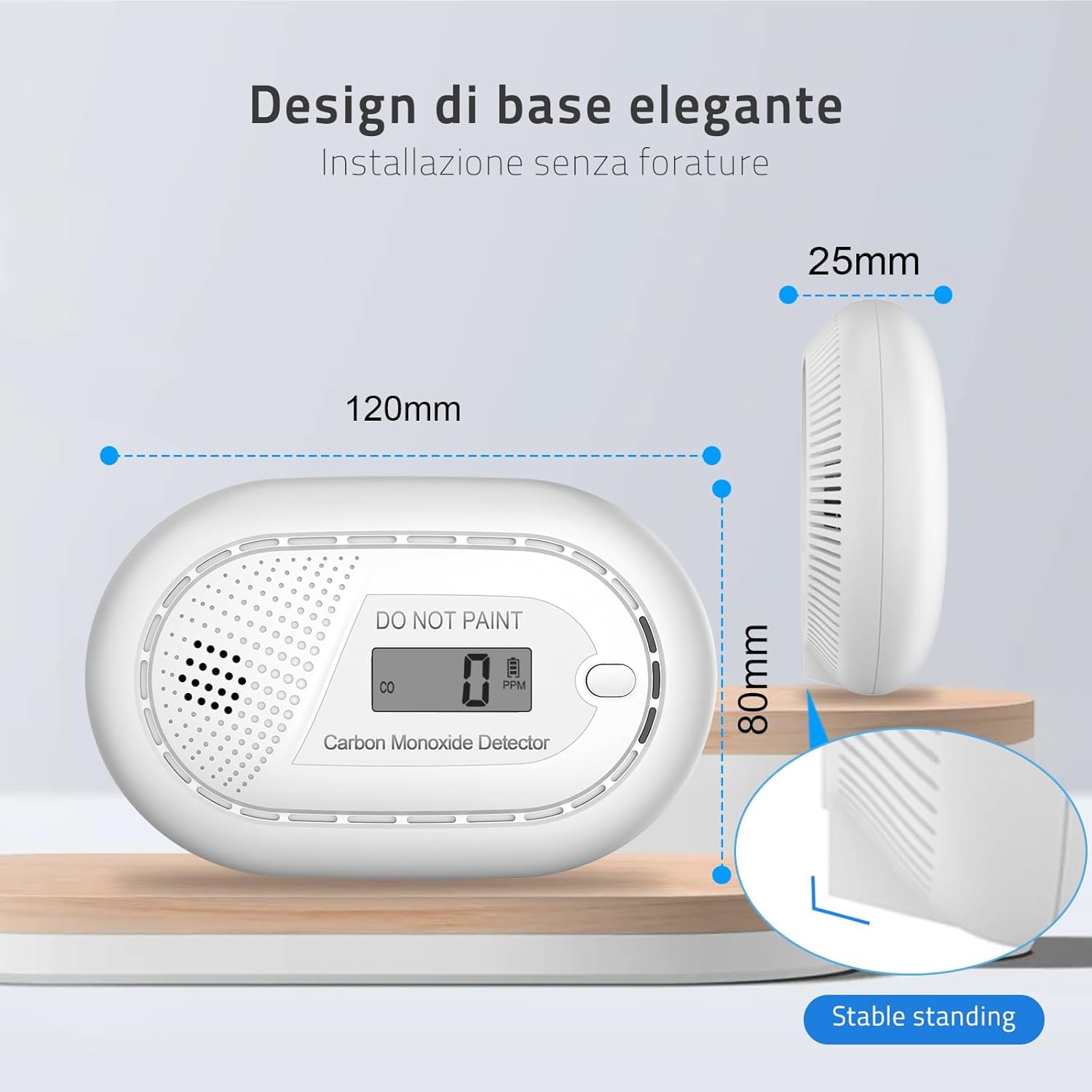 Safeliveo Rilevatore di Monossido di Carbonio con Display LCD Digitale, Batteria Integrata di 10 Anni, Sensore CO con Pulsante test, Allarme Batteria Scarica, EN 50291, 2 Set Bianco