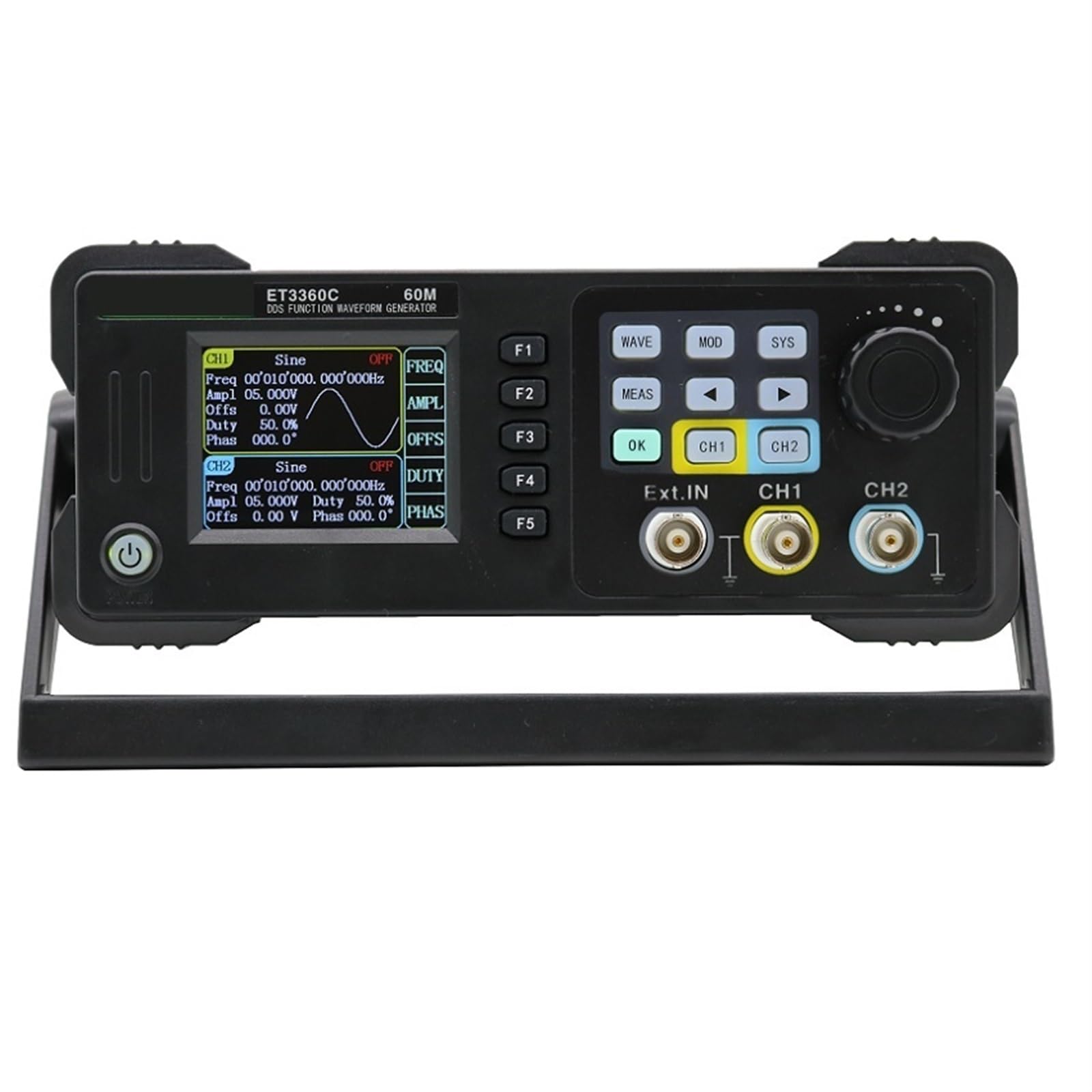 Generatore di segnale funzione DDS a 2 canali da 60 MHz, 40, 20, sorgente impulsi onde arbitrarie, contatore frequenza 100 M, 200 MSa/s fai te Prove industriali(ET3320C-20MHz)