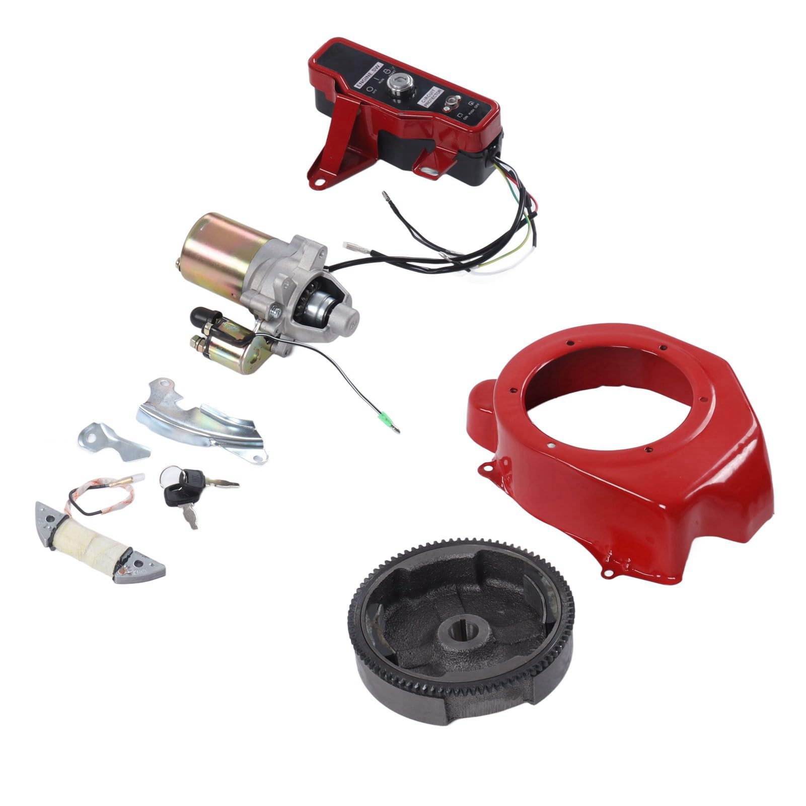 Kit de Arranque Eléctrico Resistente para Generadores de Gasolina 168F 170F, Incluye Volante y Motor, Fácil de Instalar y Duradero