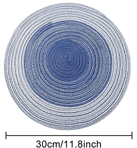 Image of Jute Placemats Set of 4 Heat Resistant Round Place Mats Natural Jute Woven Braided Table Mats Thick Farmhouse Placemats Trivet Round Braided Placemats for Dining Table(Dark Blue, Set of 4)