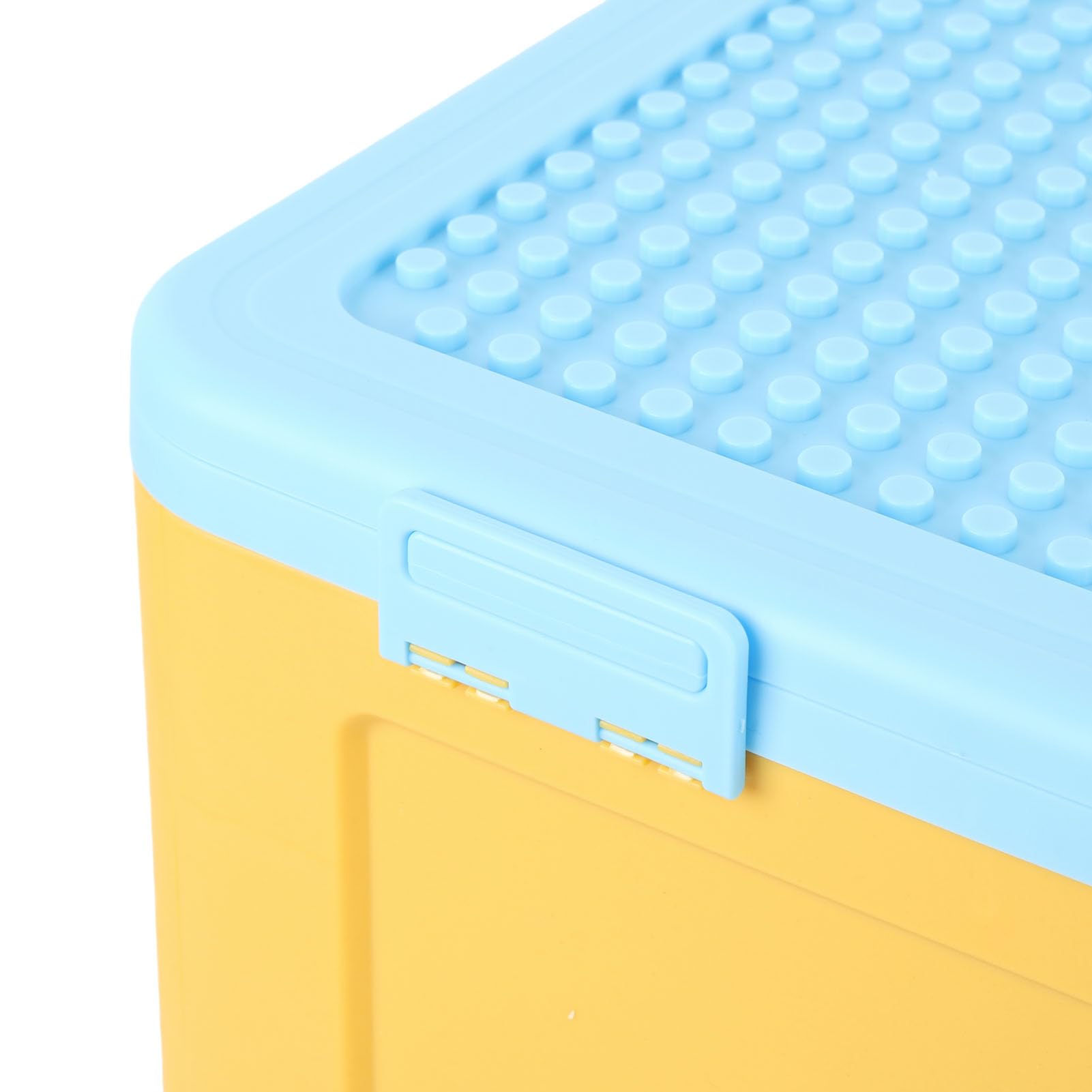 Jiawu Lindo Baúl de Juguetes con Ruedas, Caja de Almacenamiento de Juguetes Resistente para Cosas de Niños, Organizador de Almacenamiento de Fácil de Mover, Estuche de de (azul amarillo)