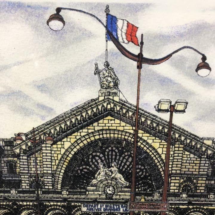 赤木曠次郎　「パリ東駅」 リトグラフ　作家サイン　エディション入り　額付絵画 Amazon.co.jp: 赤木曠次郎 「パリ東駅」 リトグラフ 作家サイン